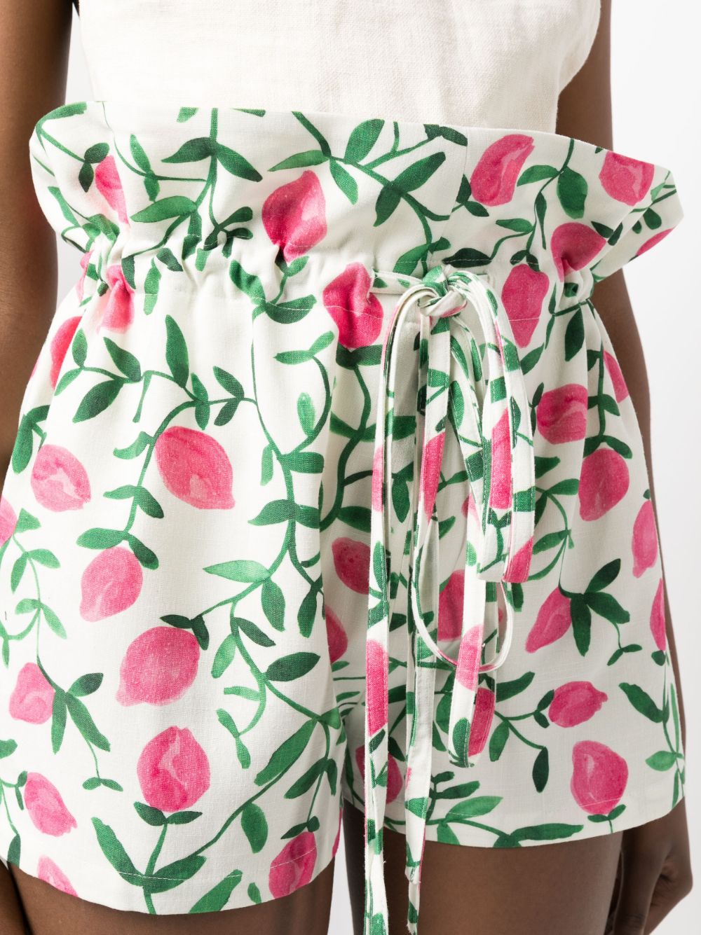 Shop Benjamin Benmoyal Floral-print Paperbag Shorts In Weiss