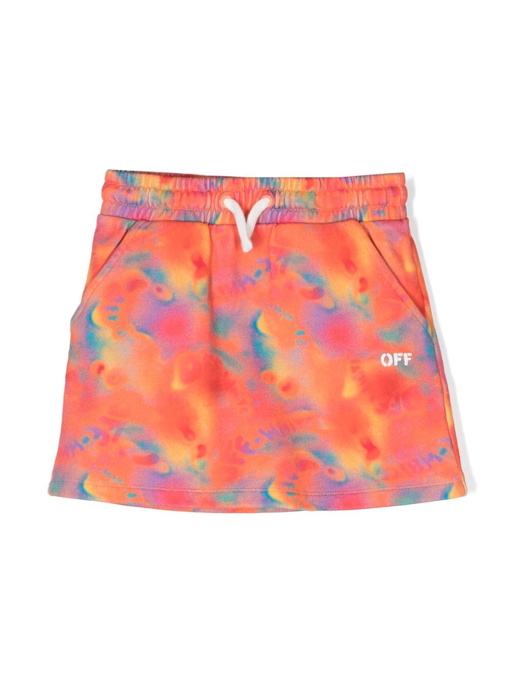 Off-white Kids' Girl's Abstract Logo-print Sweat Skirt In Red