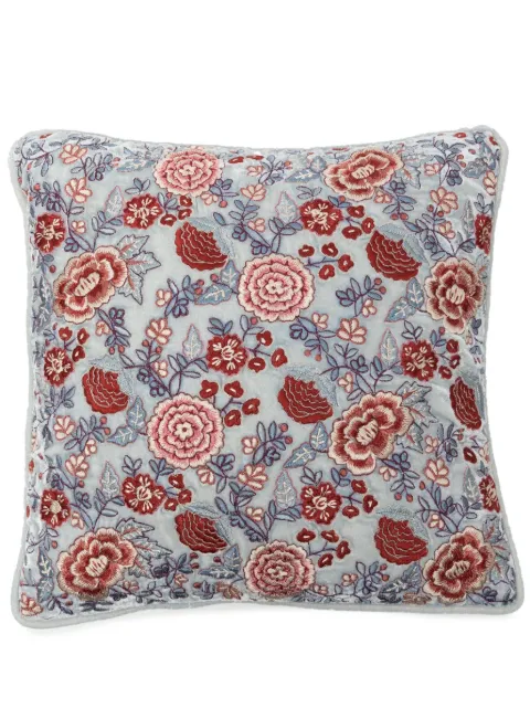 Anke Drechsel floral-embroidered silk-velvet cushion