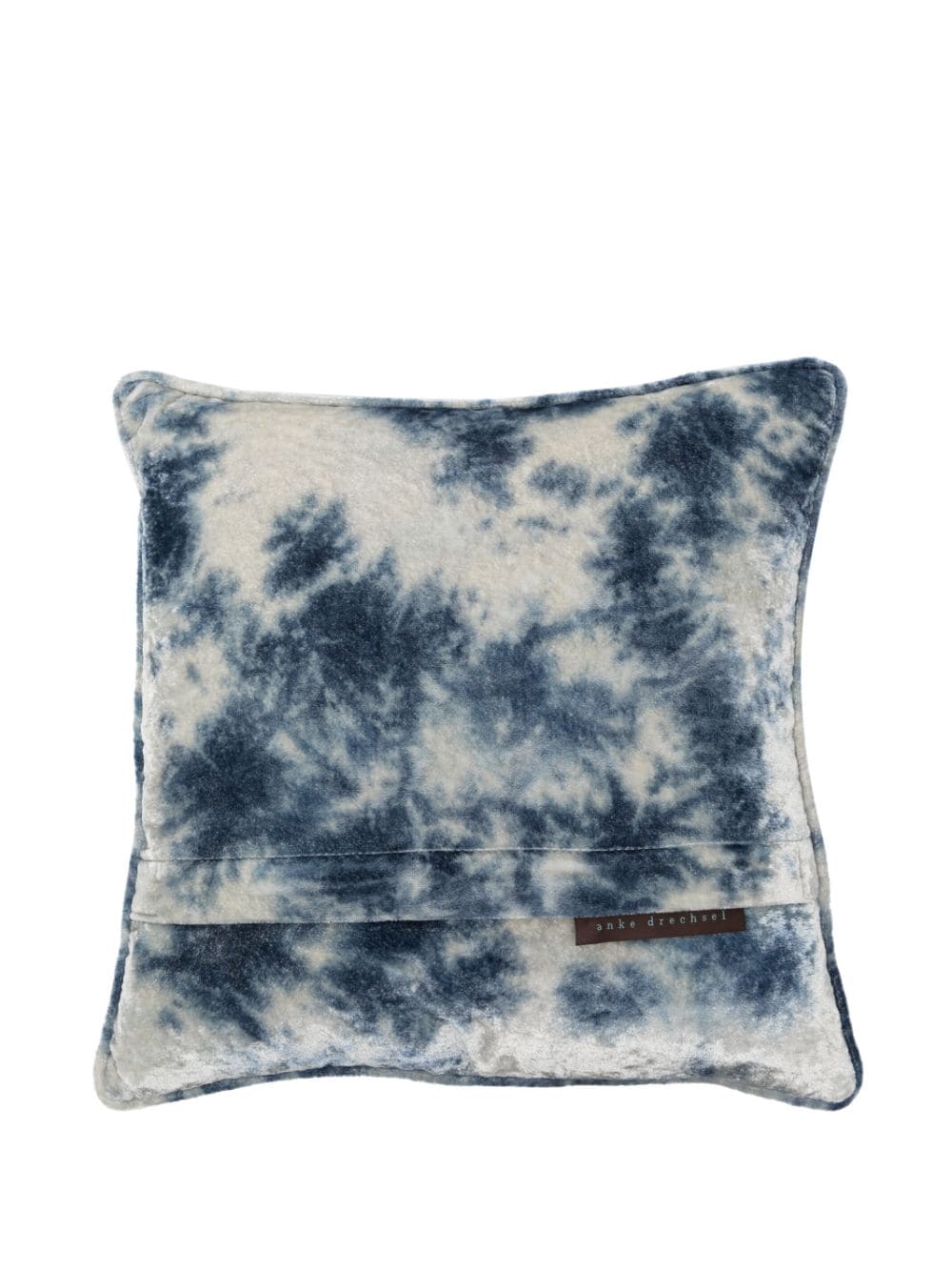 Shop Anke Drechsel Floral-embroidered Silk-velvet Cushion In Blue