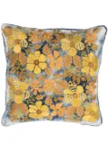 Anke Drechsel floral-embroidered silk-velvet cushion - Blue