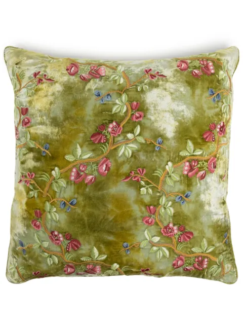 Anke Drechsel floral-embroidered silk-velvet cushion