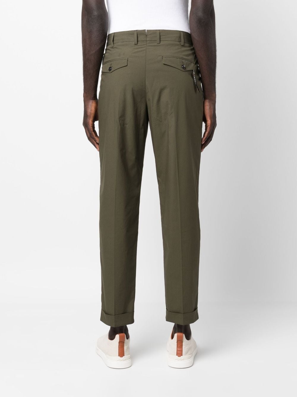 Shop Pt Torino Pleat-detail Straight-leg Trousers In Green