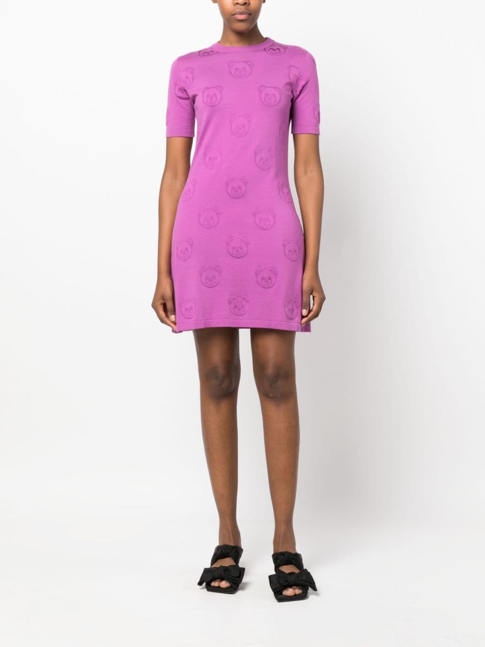 Shop Moschino Teddy Bear-motif Mini Dress In Purple