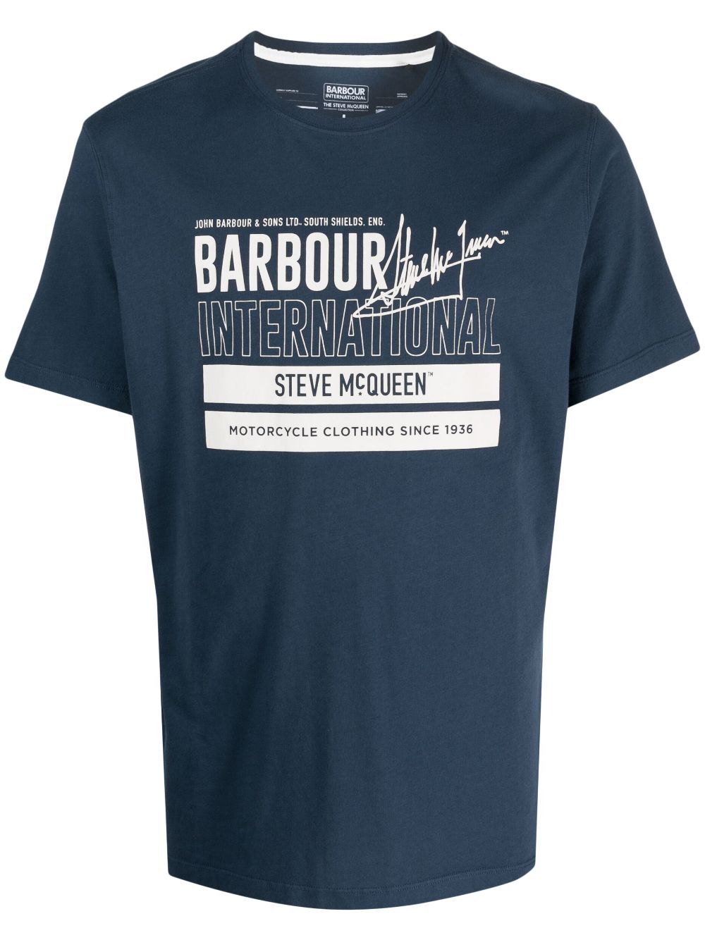 barbour t-shirt en coton à imprimé graphique - bleu