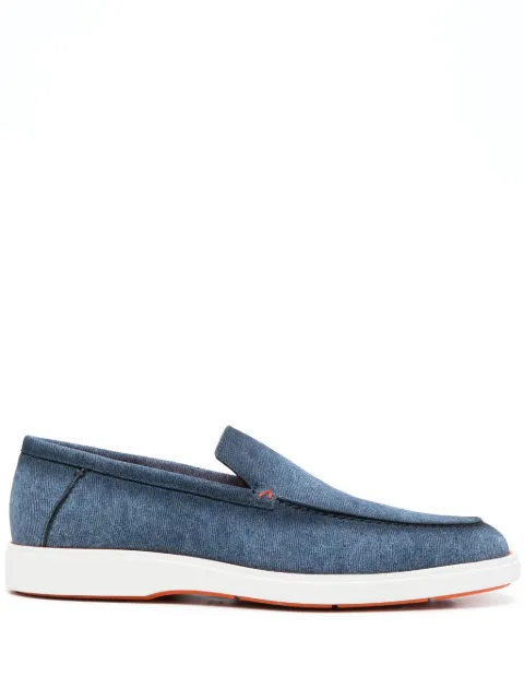 Santoni almond-toe denim loafers