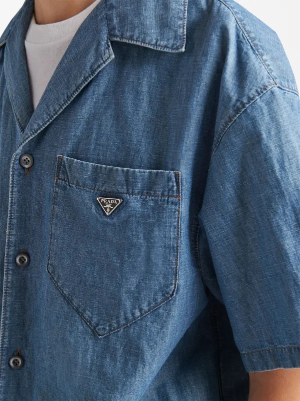 Prada Short Sleeved Denim Shirt