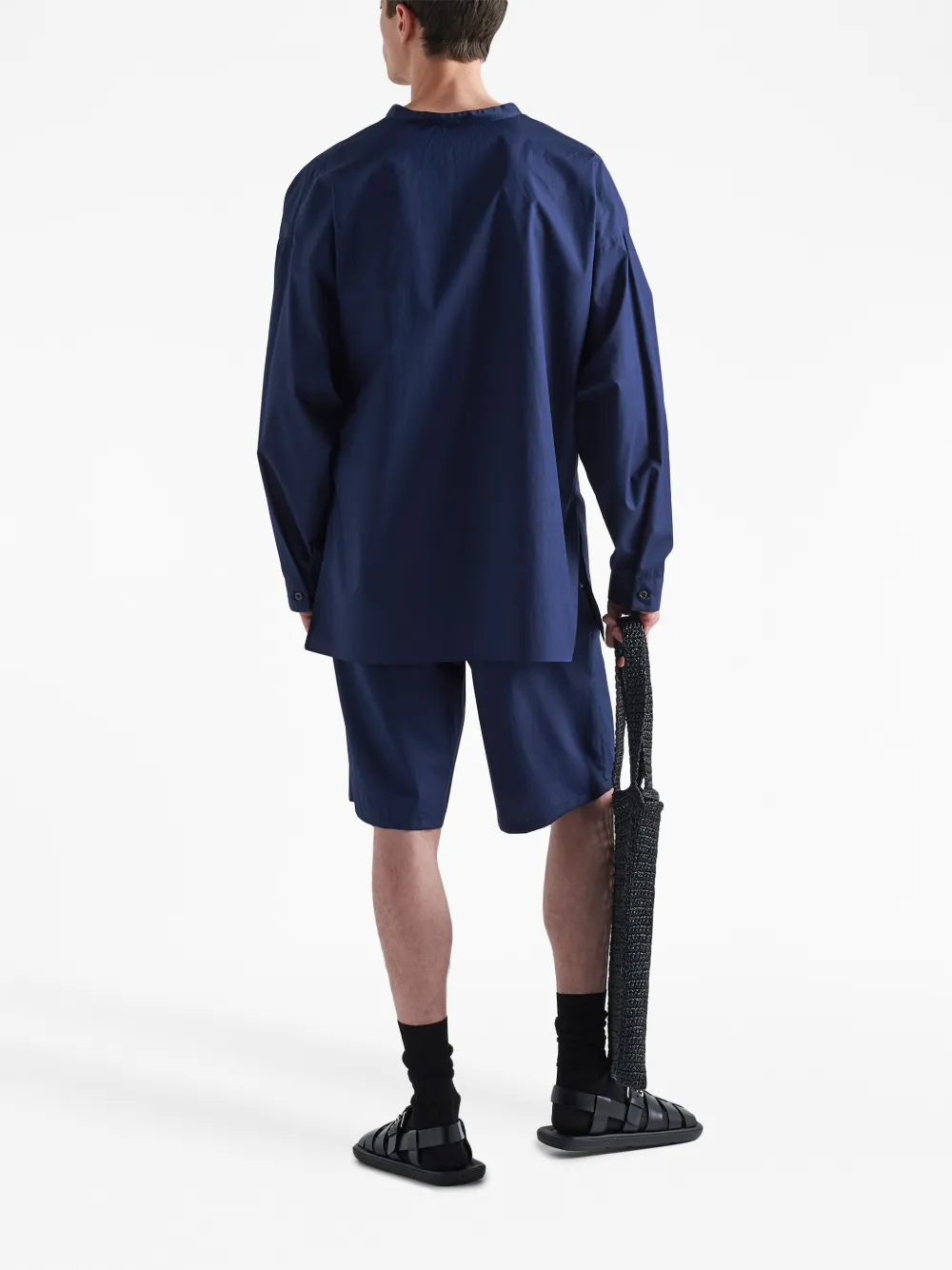  Prada Triangle-logo Cotton Shirt - Blue 
