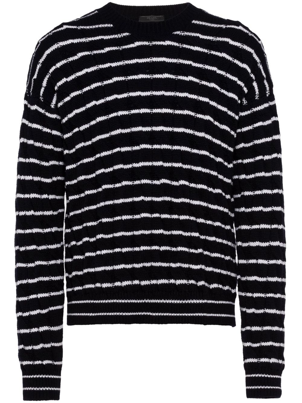 Shop Prada Striped Cashmere Jumper In Black