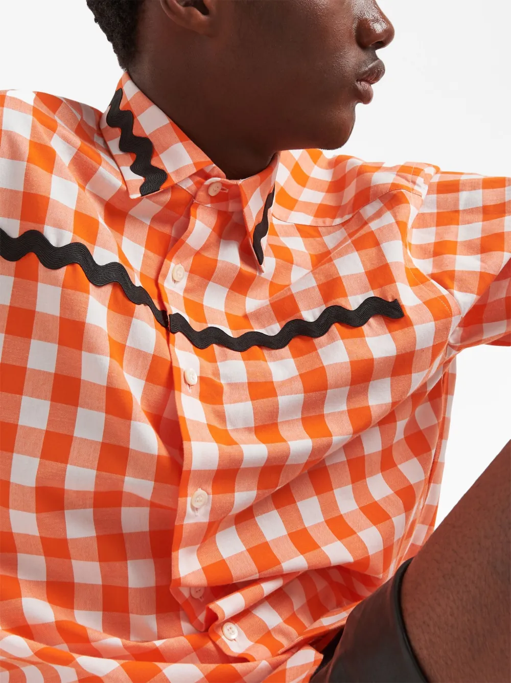 Prada Scalloped Edge Collar Shirt In Orange