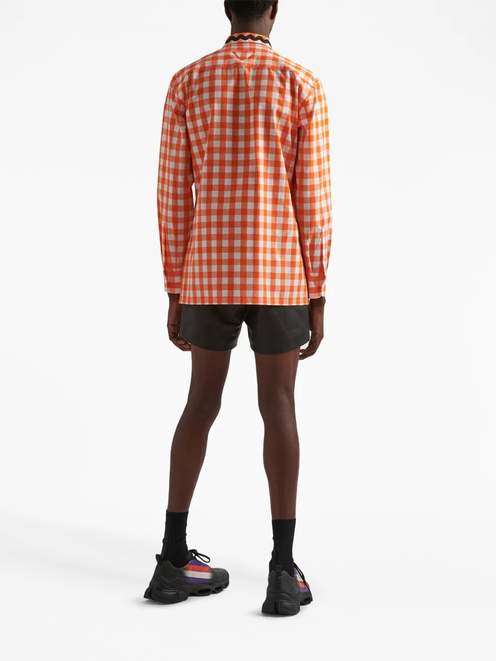 Prada Scalloped Edge Collar Shirt In Orange