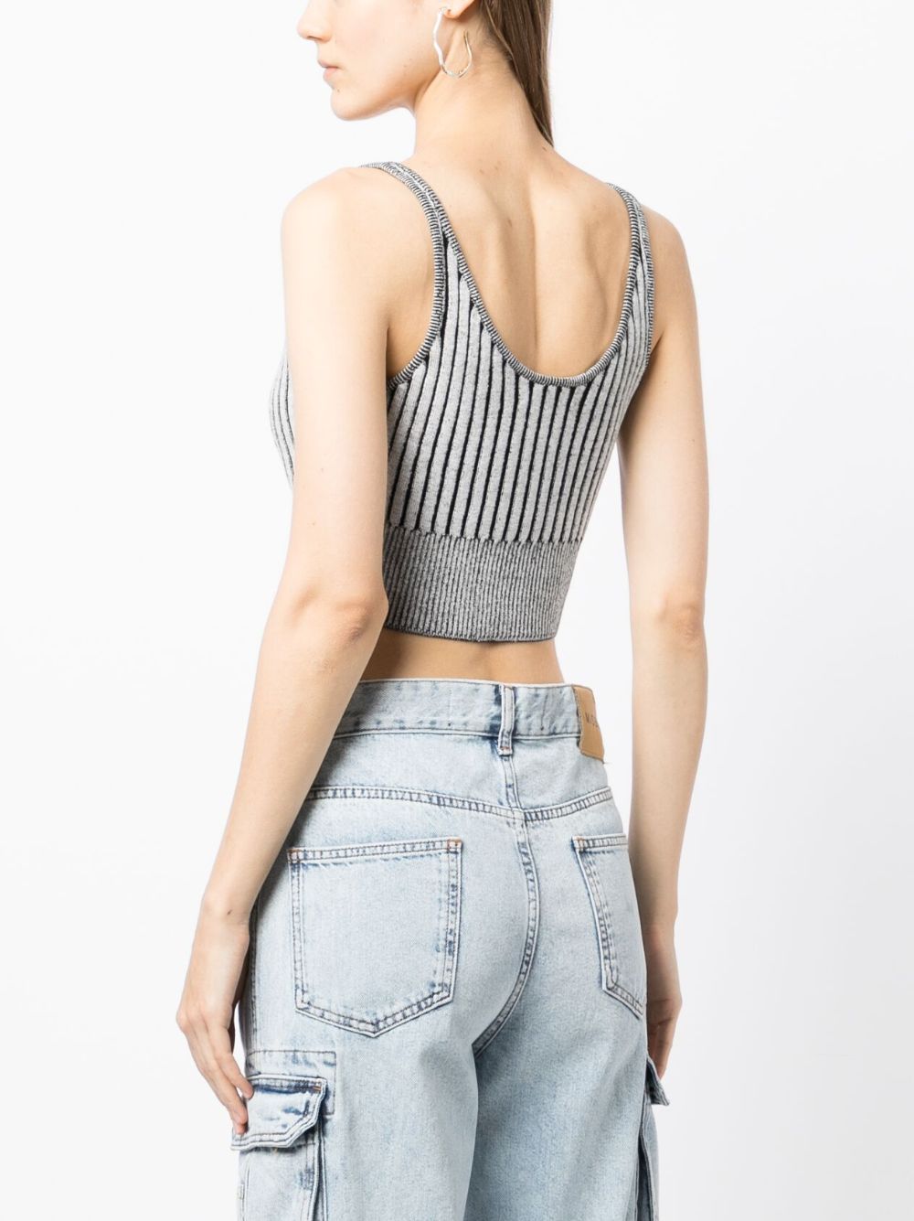 Shop John Elliott Knitted Cotton-silk Cropped Top In Charcoal