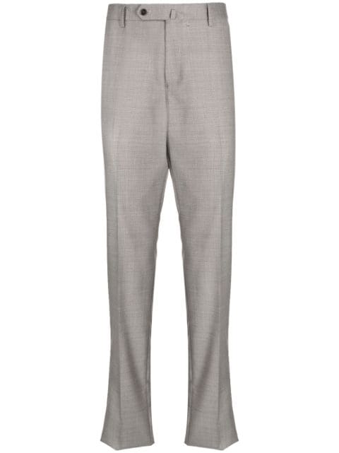 Man On The Boon. pressed-crease mini-checked trousers