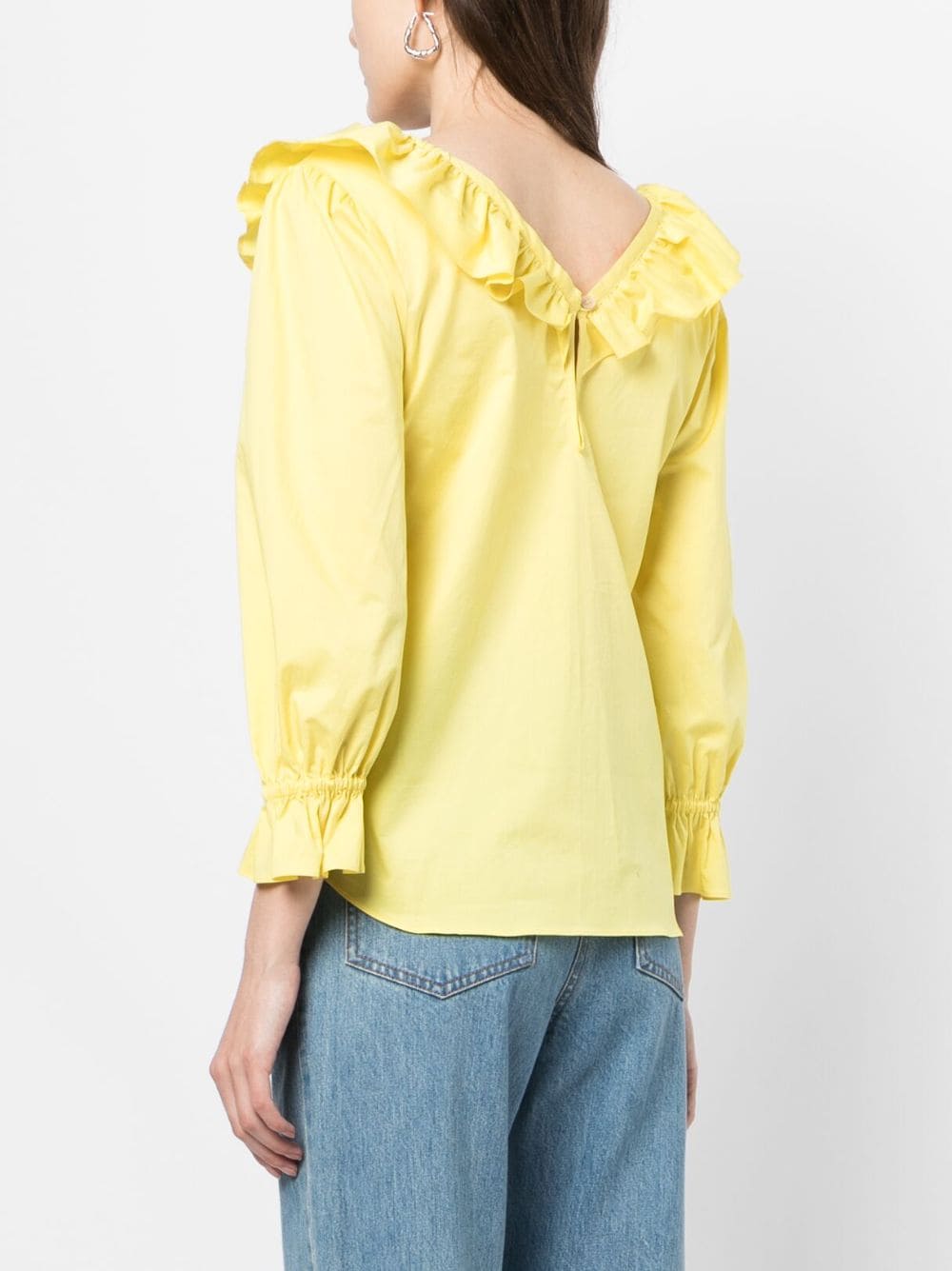 Shop Ps By Paul Smith Ruffle-trim Cotton Blouse In Yellow