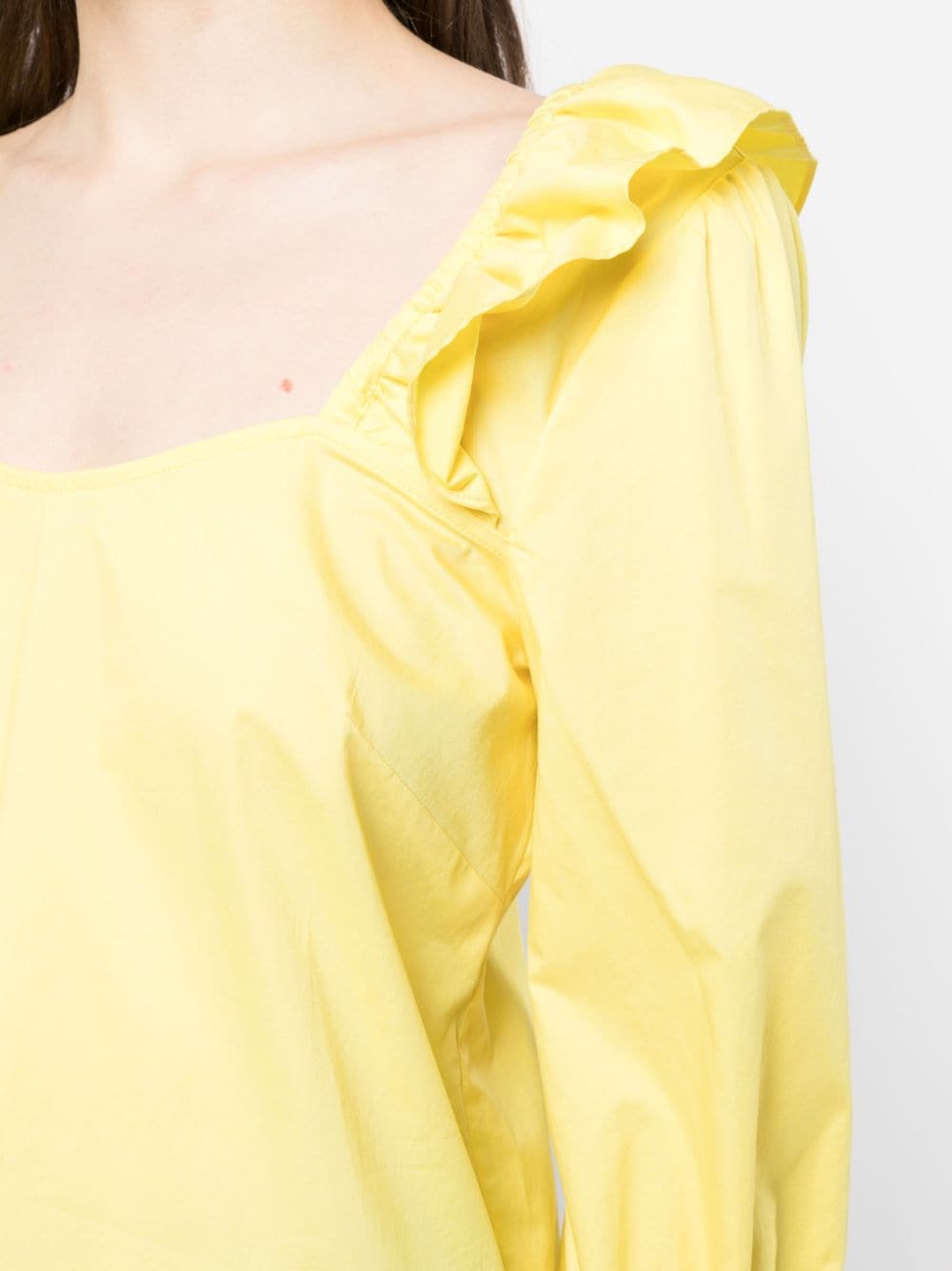 Shop Ps By Paul Smith Ruffle-trim Cotton Blouse In Yellow