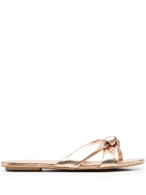 Stuart Weitzman knot detail Flat Leather Sandals Farfetch