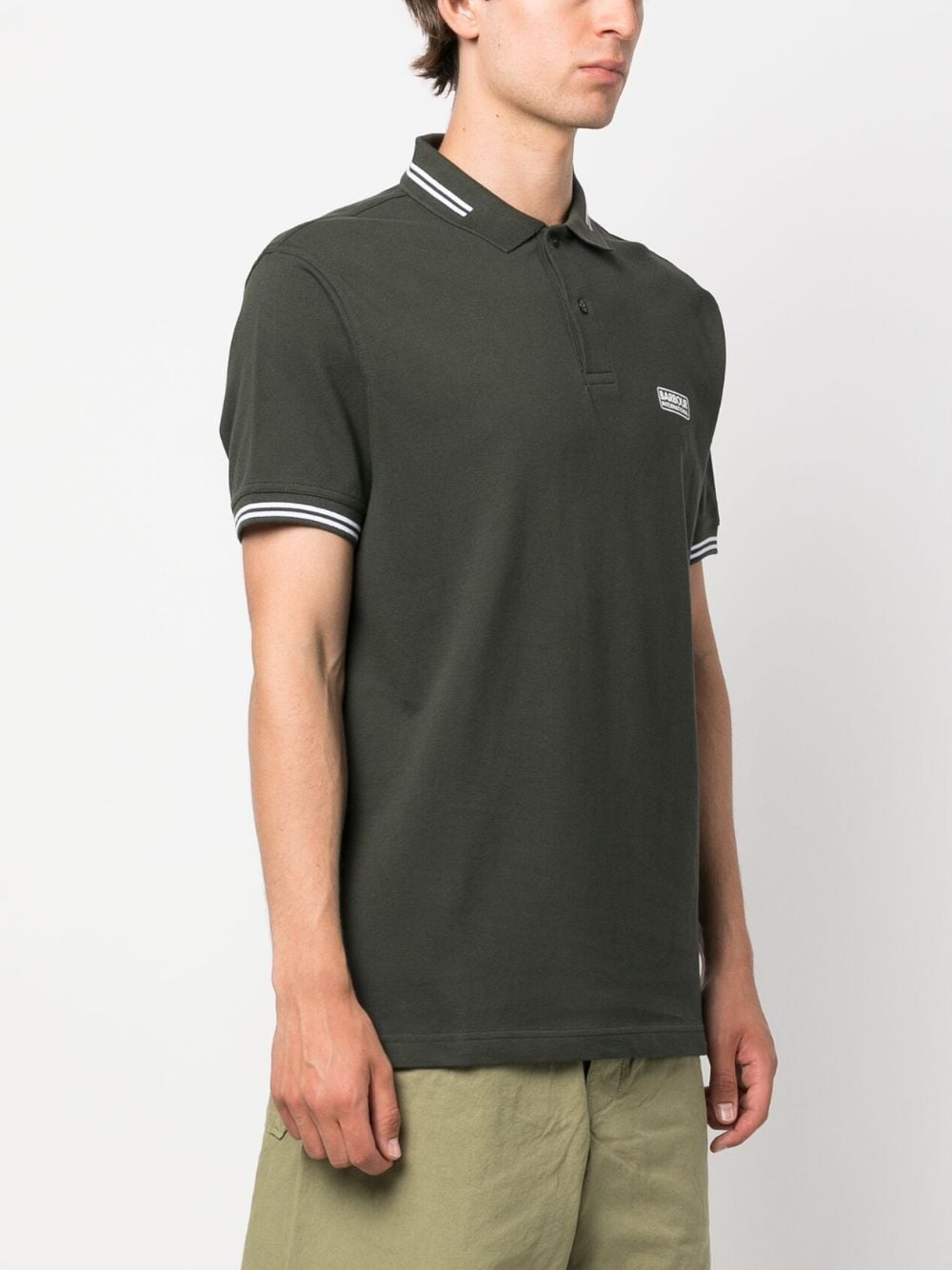 Shop Barbour Logo-print Cotton Polo Shirt In Green