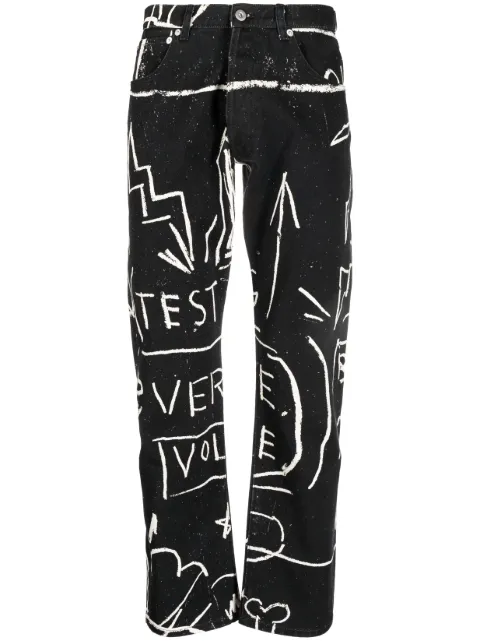 Honey Fucking Dijon doodle-print straight-leg trousers