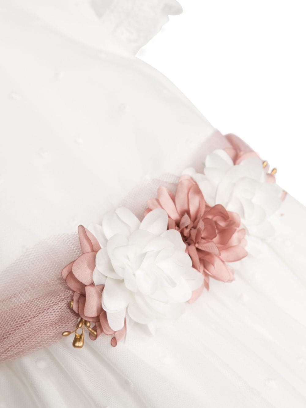 Shop Paz Rodriguez Faux-flower Lace-trim Dress In White