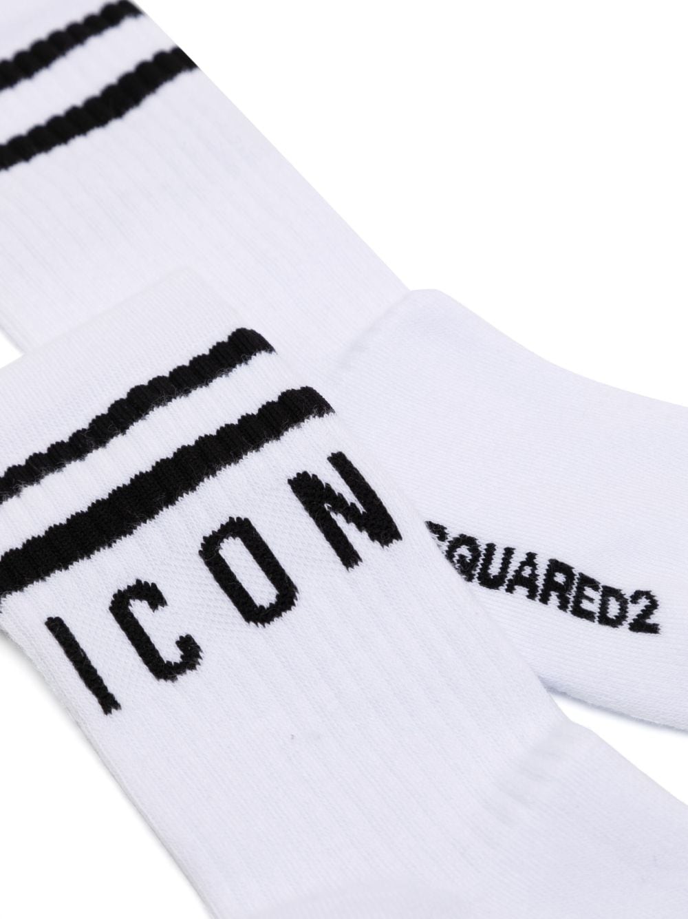 Shop Dsquared2 Logo-print Striped Cotton Socks In White