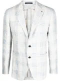 Tagliatore plaid-print single-breasted linen-wool blazer - Neutrals