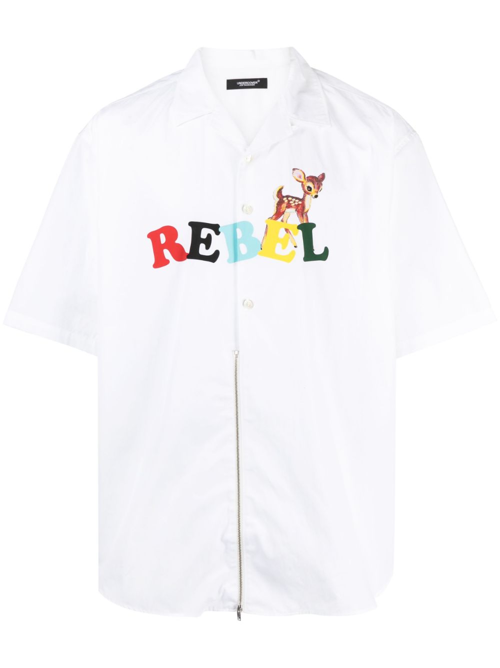 Shop Undercover Rebel Short-sleeve Cotton Shirt In White