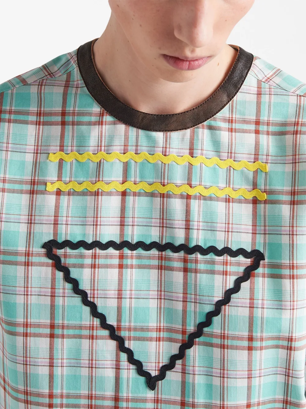 Prada zigzag-trim Cotton Shirt | White | FARFETCH ZA