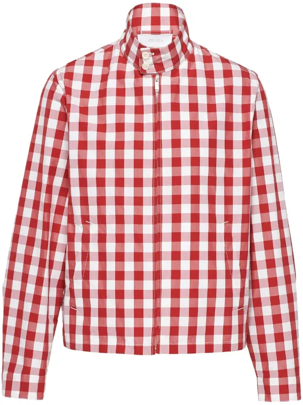 Prada Gingham Check zip-up Jacket - Farfetch