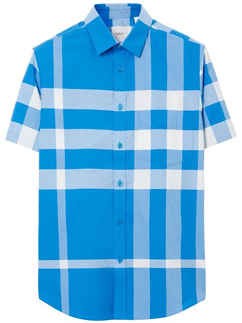 Burberry check pattern short-sleeve poplin shirt