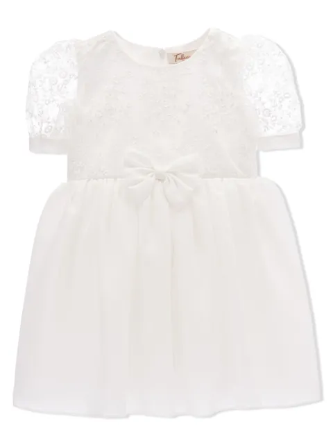 Tulleen bow floral embroidery dress