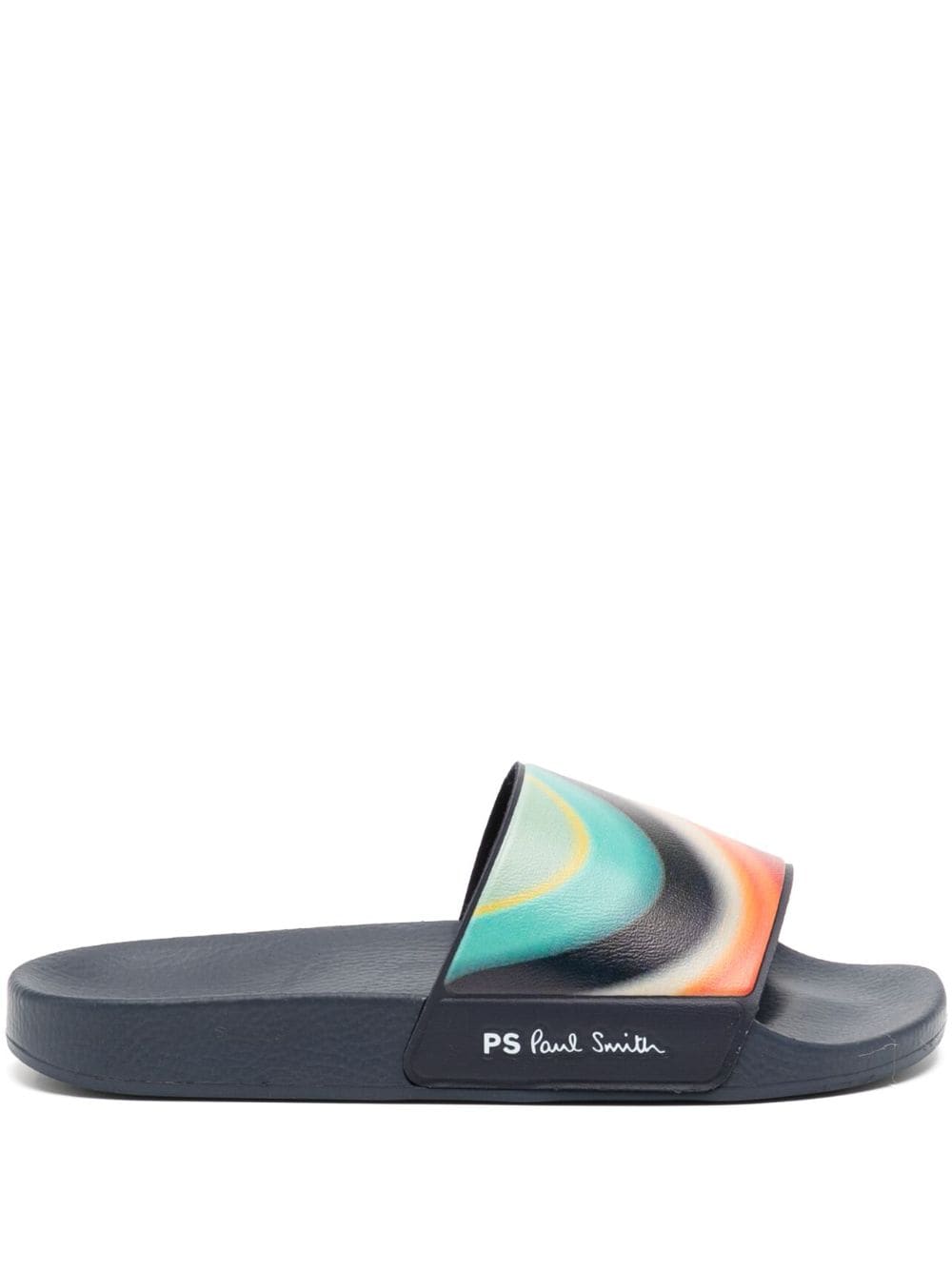 Shop Paul Smith Striped Flat Slides In Multicolour