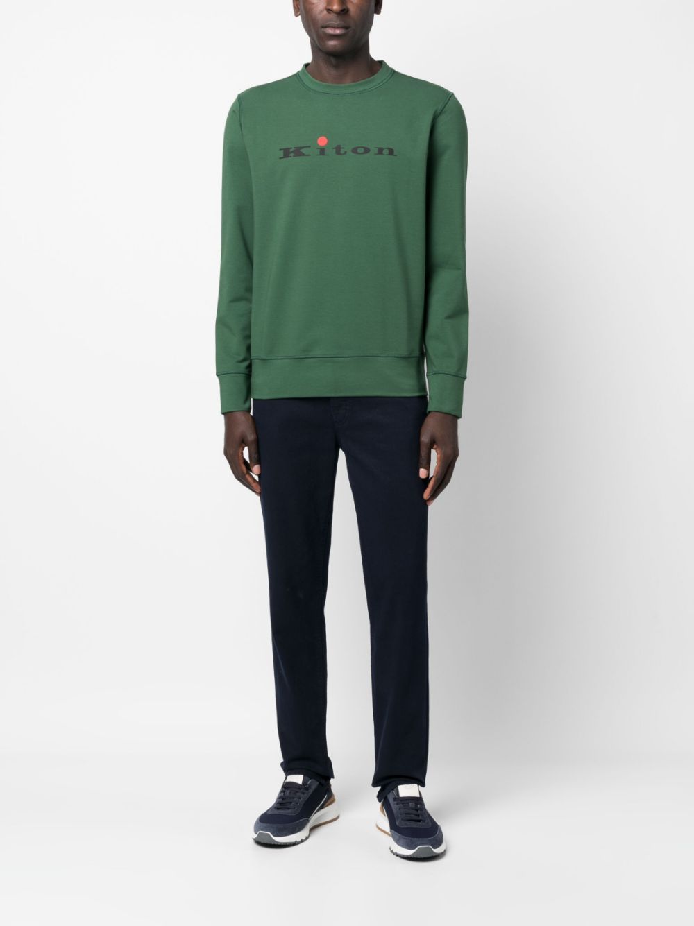 Kiton Sweater met logoprint - Groen
