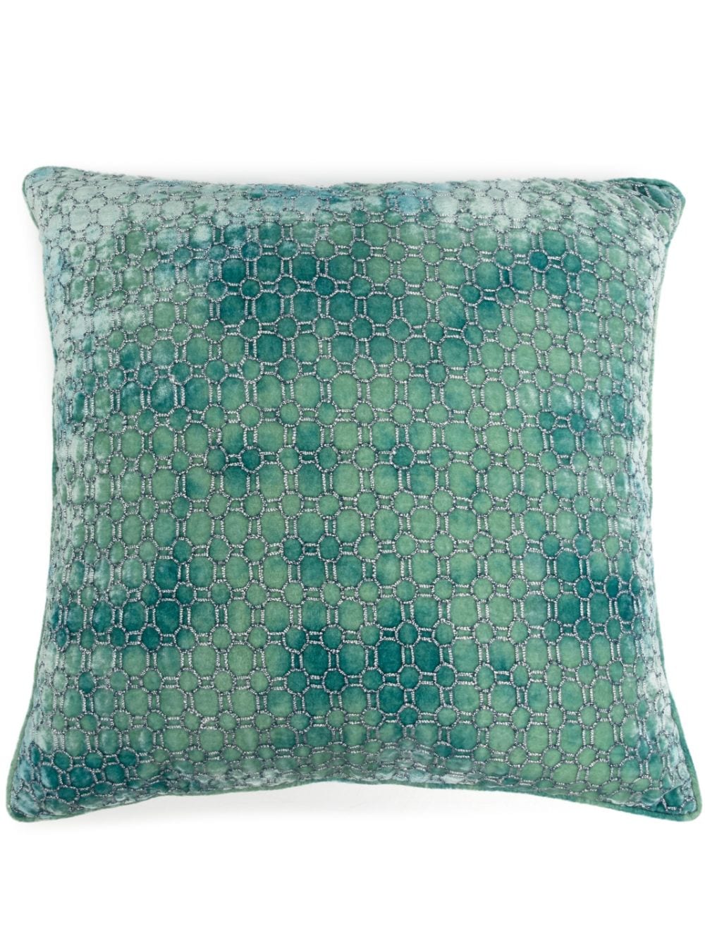 Anke Drechsel Geometric-embroidery Silk-velvet Cushion In Green