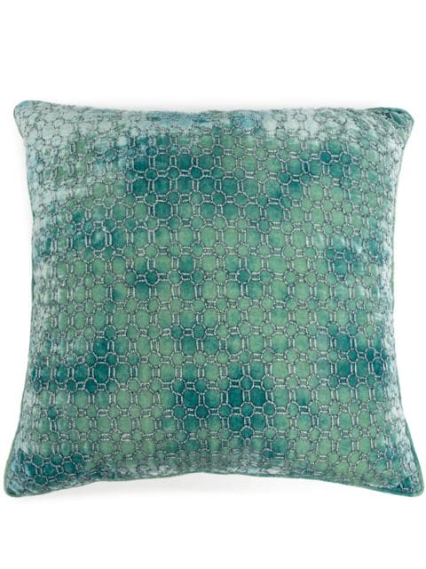 Anke Drechsel geometric-embroidery silk-velvet cushion