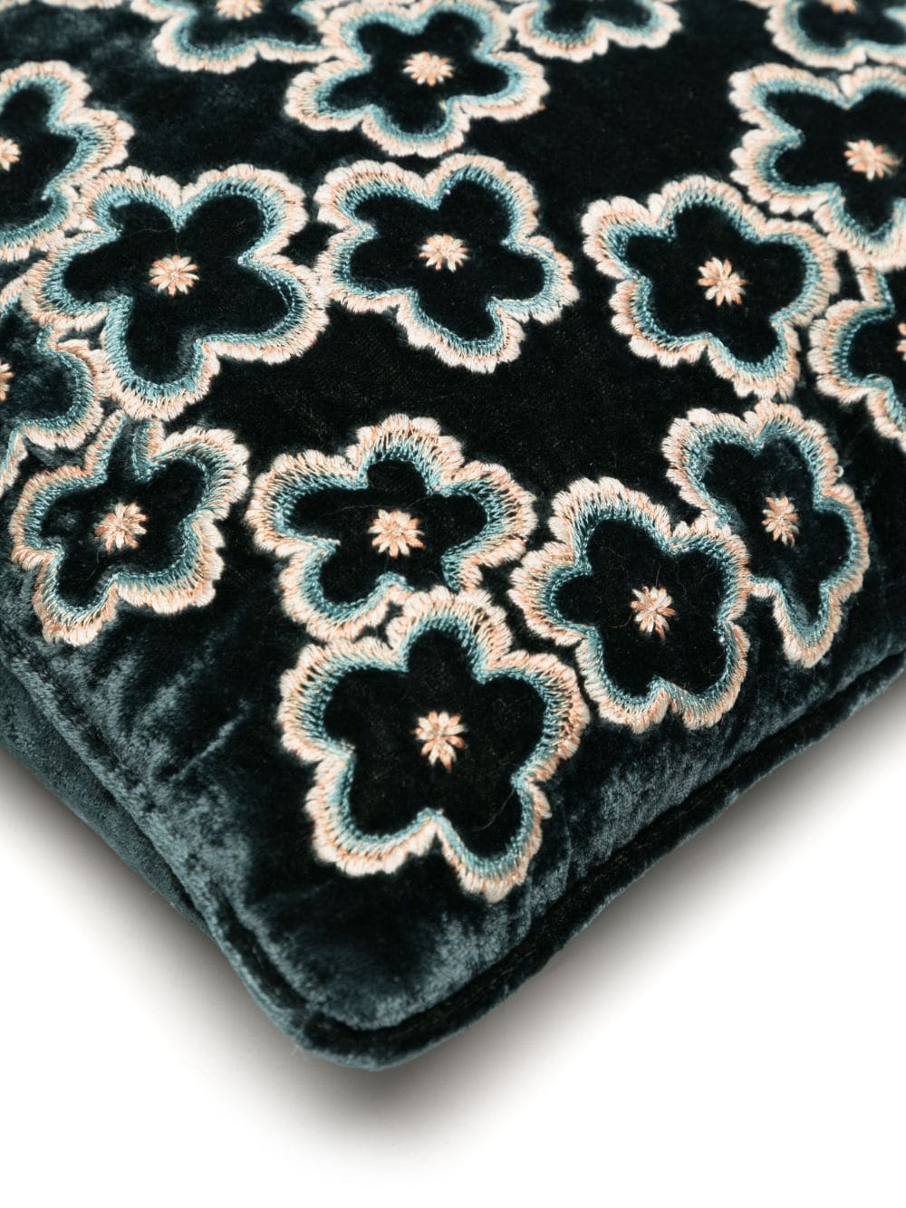 Shop Anke Drechsel Floral-embroidered Silk-velvet Cushion In Green