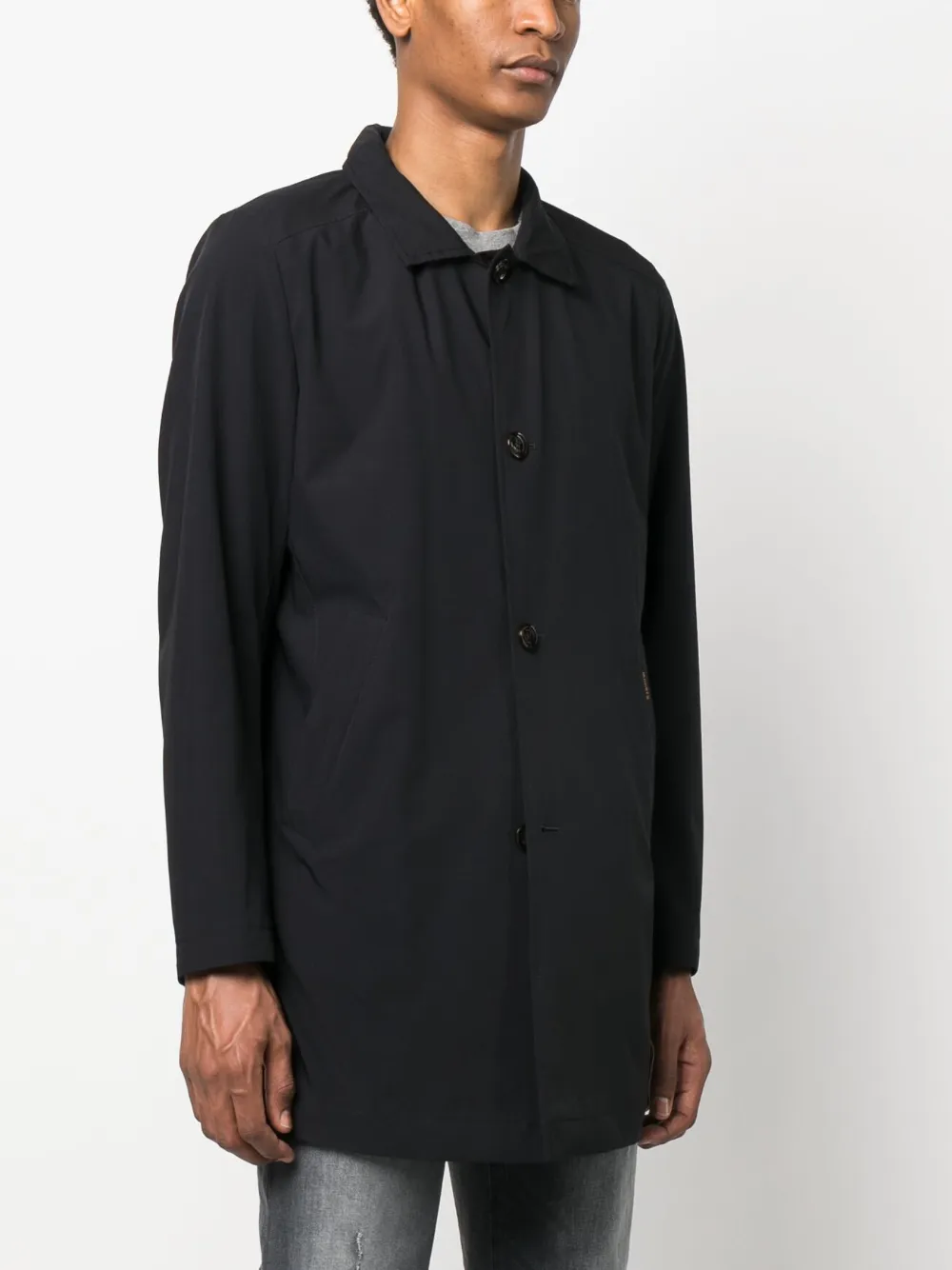 Shop Moorer Stand-up Collar Raincoat In Black