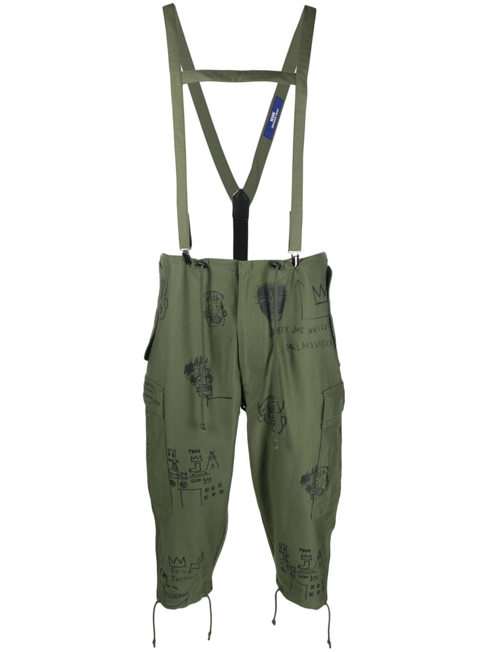 Image 1 of Junya Watanabe MAN graphic-print suspender cropped trousers