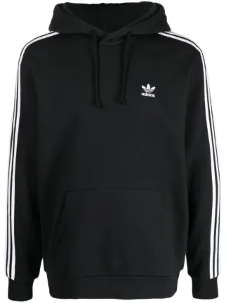 Adidas 3 Stripe Drawstring Hoodie Black FARFETCH ZA