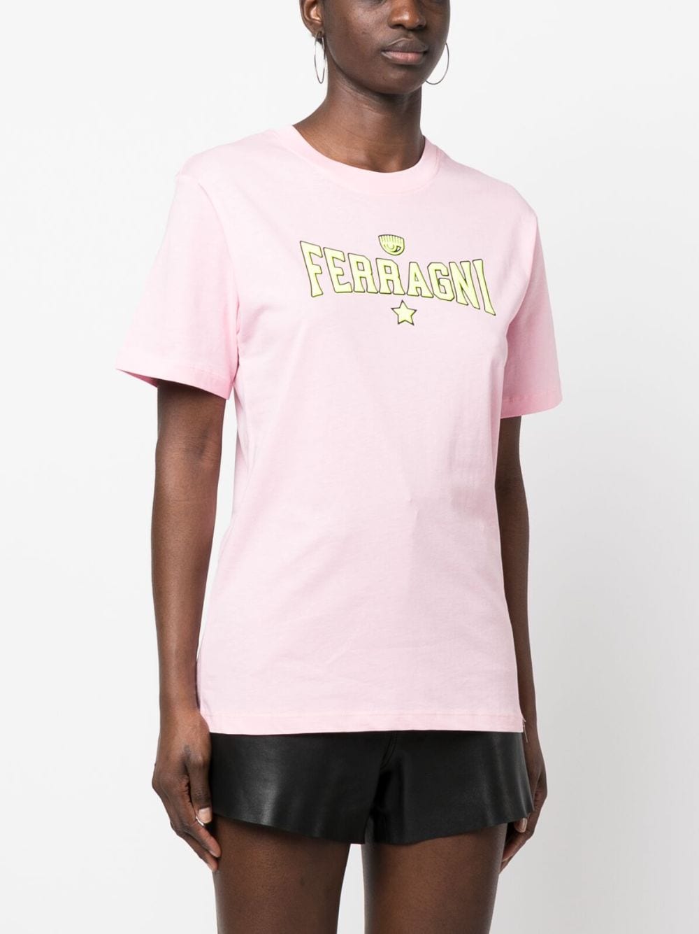 Shop Chiara Ferragni Logo-lettering Cotton T-shirt In Pink