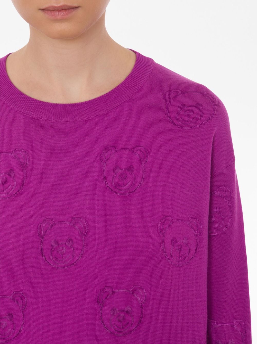 Shop Moschino Teddy Bear Jacquard-knit Jumper In Violett