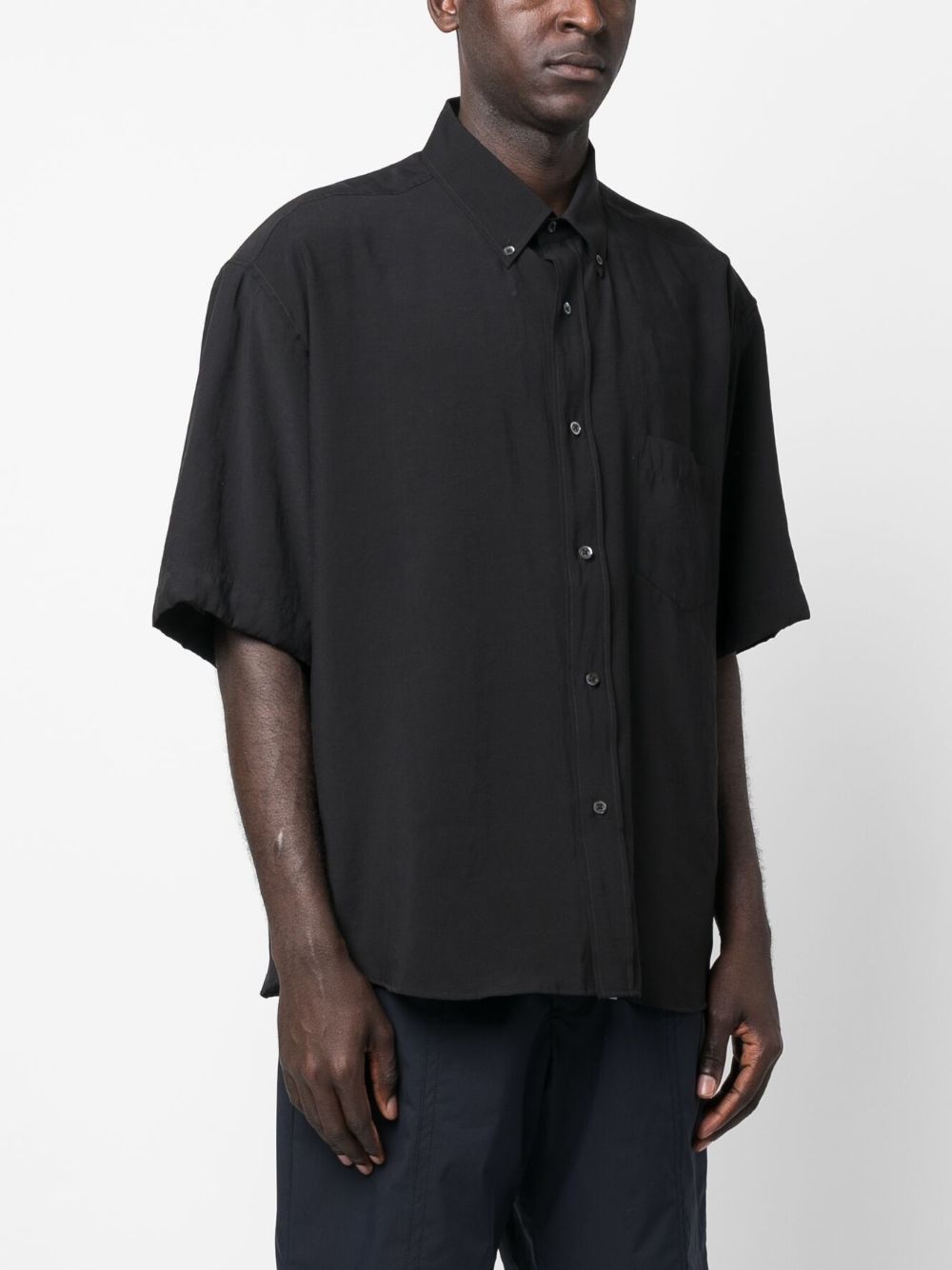 Shop Emporio Armani Patch-pocket Short-sleeve Shirt In Black