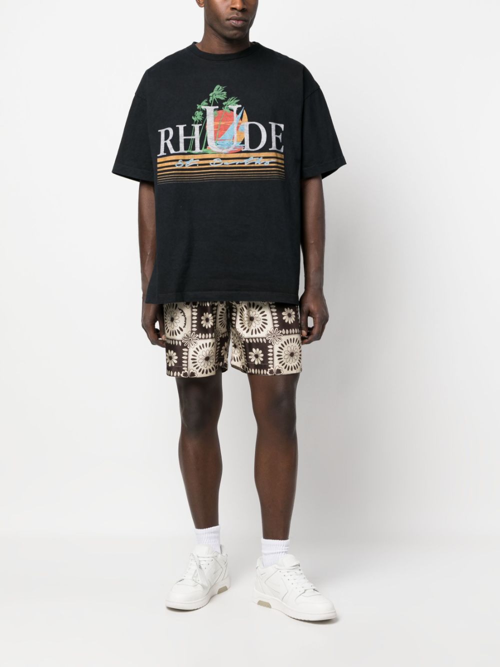 RHUDE T-shirt met grafische print - Zwart