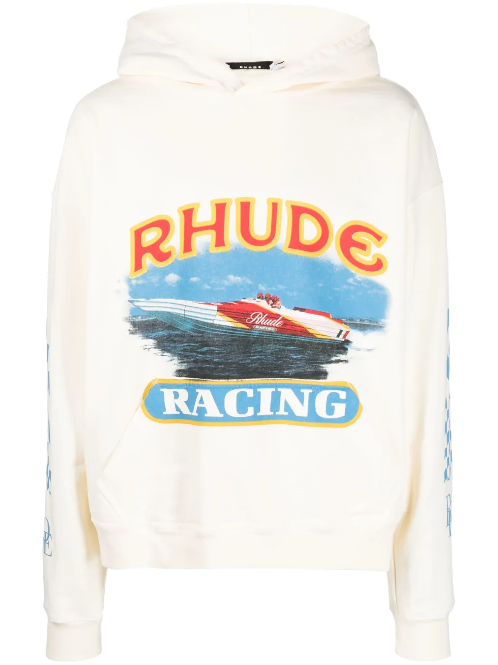 RHUDE RACING-PRINT COTTON HOODIE