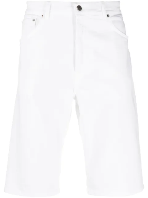 knee-length denim shorts