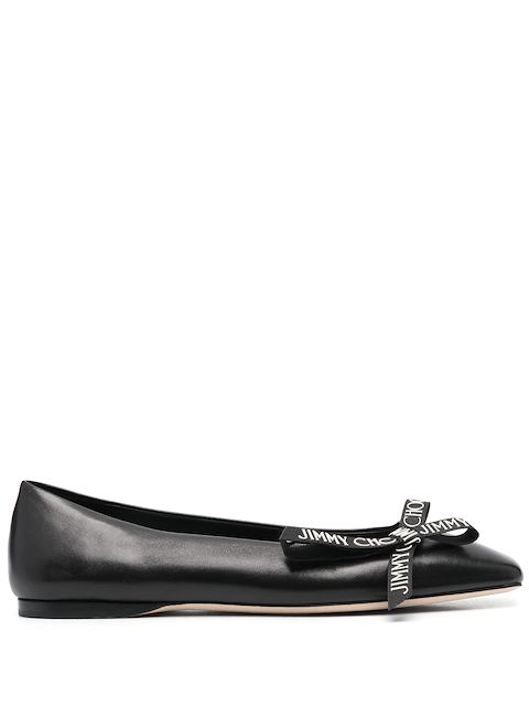 Jimmy Choo Veda logo-bow ballerina pumps