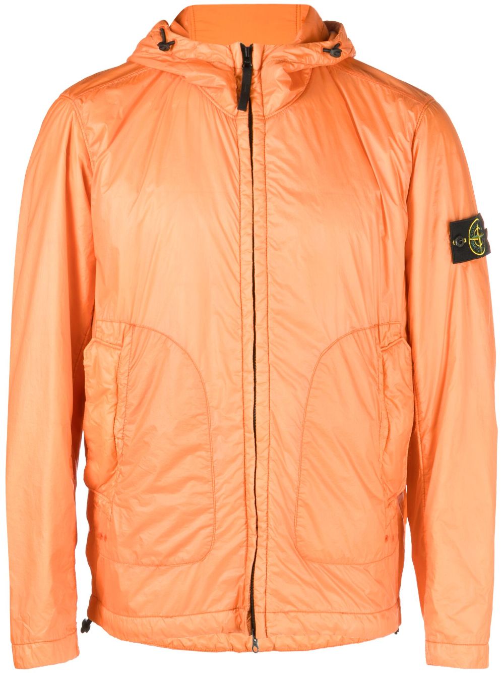 Stone Island Logo-patch Hooded Jacket In Orange | ModeSens