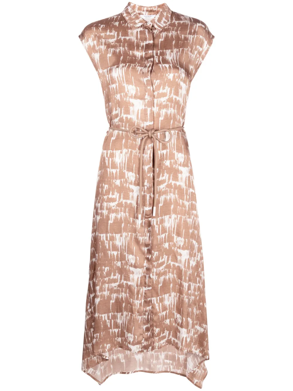Peserico belted asymmetric shirt dress - Brown