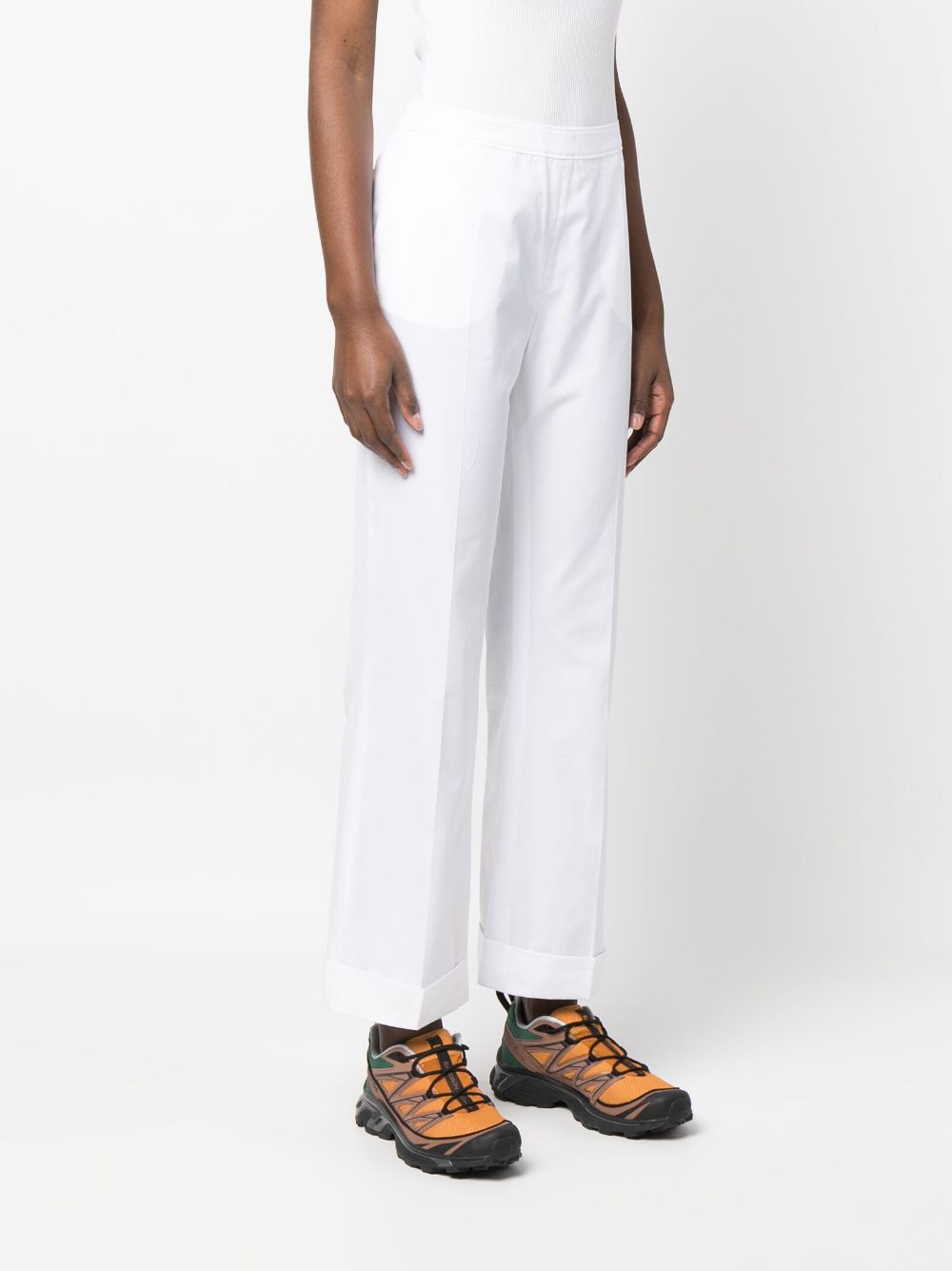 Shop Aspesi Bootcut Cropped Trousers In White