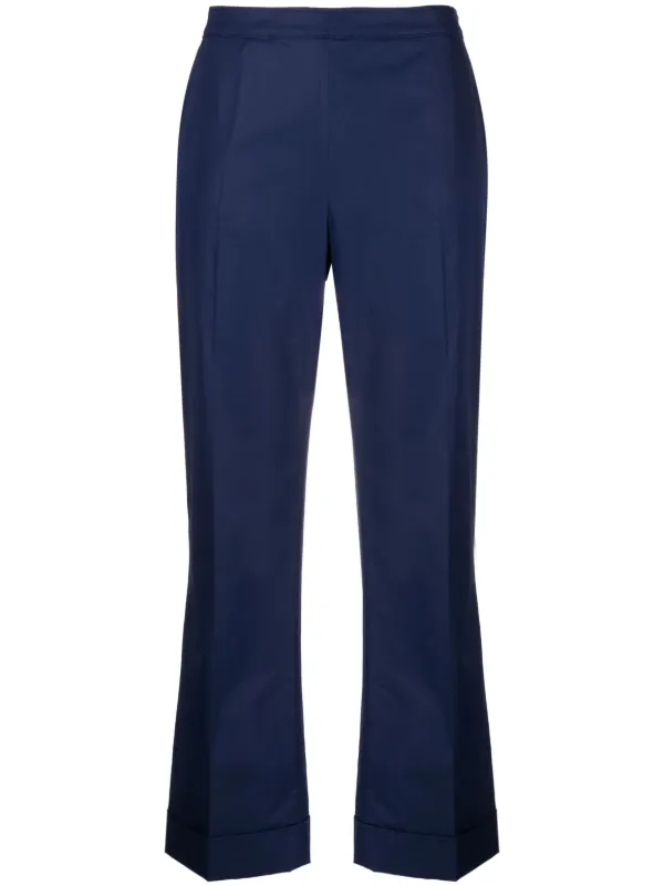 ASPESI Cropped Flared Trousers in Blue