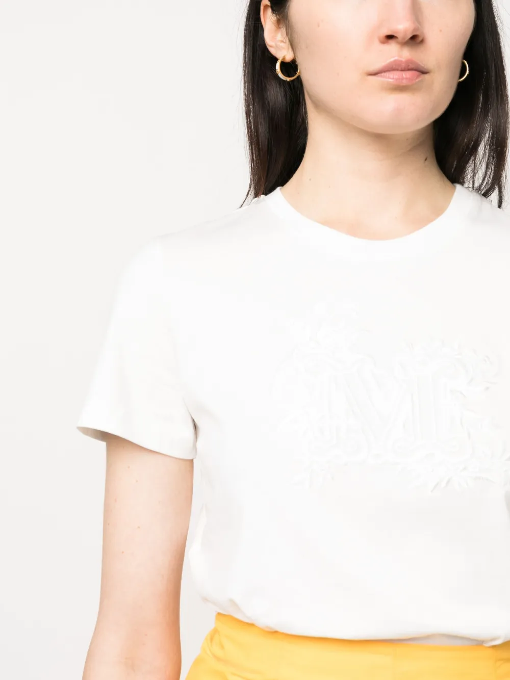 Max Mara T-shirt met geborduurd monogram Wit